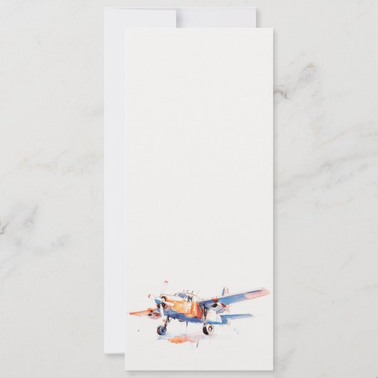Blauw Sinaasappel Blush Waterverf Vliegtuig Weddin Kaart (Achterkant)