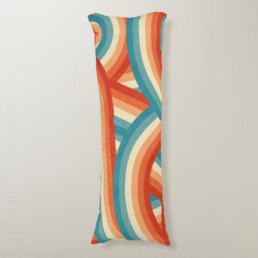 Blauw/Sinaasappel/Cream Retro Regenboog Strepen Pa Lichaamskussen (Voorkant Verticaal)