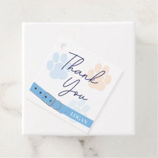 Blauw Sinaasappel Dog Paw Print Verjaardag Bedankt Bedankjes Labels