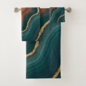 Blauw Sinaasappel en Goud Geode-Geïnspireerd Bad Handdoek (Insitu)