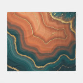 Blauw Sinaasappel en Goud Geode-Geïnspireerd Fleece Deken (Voorkant (Horizontaal))