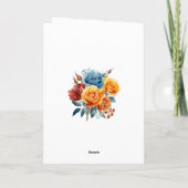 Blauw, Sinaasappel, Geel en Rood Bloemen Bruiloft Bedankkaart (Achterkant)