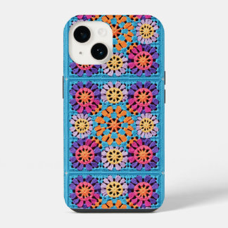 Blauw sinaasappel geel Kleurrijke Granny Square Ha iPhone 14 Hoesje