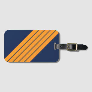 Blauw Sinaasappel Gestreepte jaren 70 jaren 80 Ret Bagagelabel