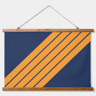 Blauw Sinaasappel Gestreepte jaren 70 jaren 80 Ret Hangend Wandkleed