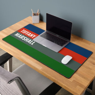 Blauw Sinaasappel Groene Strepen Patroon Gepersona Bureaumat