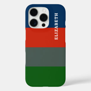 Blauw Sinaasappel Groene Strepen Patroon Gepersona iPhone 16 Pro Hoesje
