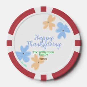 Blauw sinaasappel groene waterverf bloem winterBed Poker Chips