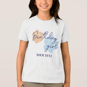 Blauw Sinaasappel Hondenpoot Print Verjaardag Meis Tri-Blend Shirt