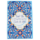 Blauw sinaasappel Majolica tegels gepersonaliseerd Medium Cadeauzakje (Voorkant)