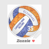 Blauw sinaasappel meisjes volleybal w school masco sticker (Vel)