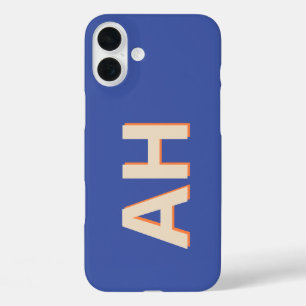 Blauw Sinaasappel Monogram Modern iPhone 16 Plus Hoesje