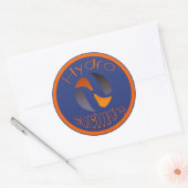 Blauw/Sinaasappel Ronde Sticker (Envelop)
