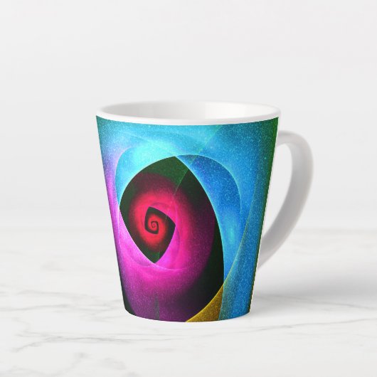 Blauw Sinaasappel Roze Moderne Abstracte Kunst Pat Latte Mok (Rechterhoek)