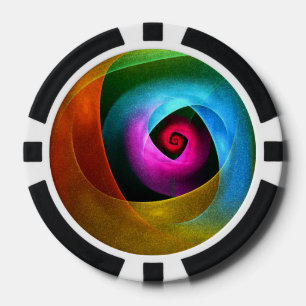 Blauw Sinaasappel Roze Moderne Abstracte Kunst Pat Poker Chips