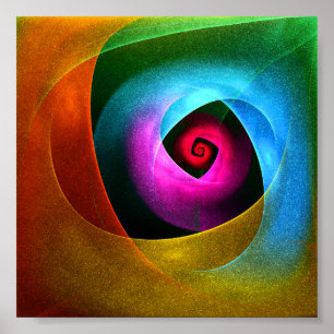 Blauw Sinaasappel Roze Moderne Abstracte Kunst Pat Poster