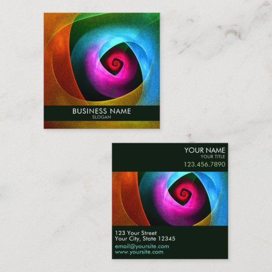 Blauw Sinaasappel Roze Moderne Abstracte Kunst Pat Vierkante Visitekaartje (Voorkant / Achterkant)