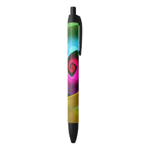 Blauw Sinaasappel Roze Moderne Abstracte Kunst Pat Zwarte Inkt Pen