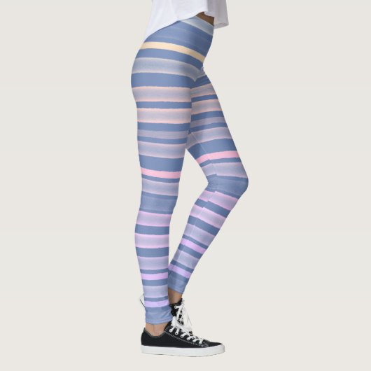 Blauw Sinaasappel Roze strepen Leggings (Rechts)