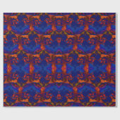 Blauw & Sinaasappel smelten print wrapping papier (Vlak)