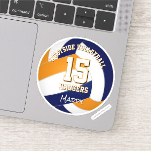 Blauw sinaasappel team kleuren volleybalspeler sticker