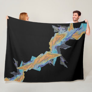 Blauw Sinaasappel Turquoise Abstracte Kunst Fleece Deken