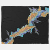 Blauw Sinaasappel Turquoise Abstracte Kunst Fleece Deken (Voorkant (Horizontaal))