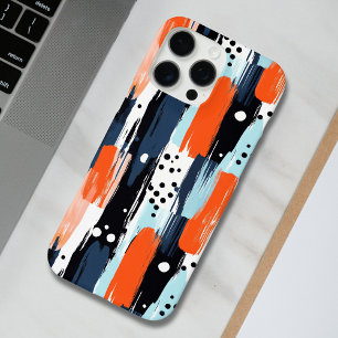 Blauw Sinaasappels penseelstreken Abstract patroon iPhone 16 Pro Max Hoesje
