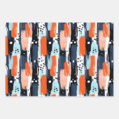 Blauw Sinaasappels penseelstreken Abstract patroon Inpakpapier Vel (Voorkant 2)