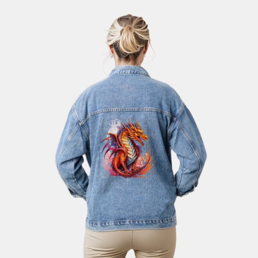 Blauw Sinaasappels vuurdraak Denim Jacket (Model)