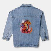 Blauw Sinaasappels vuurdraak Denim Jacket (Achterkant)