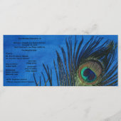 Blauw Single Peacock Wedding Programma (Voorkant)