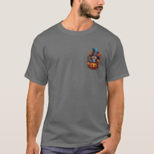 Blauw skelet met hoge hoed Halloween T-shirt