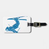 Blauw-skier Bagagelabel (Voorkant horizontaal)