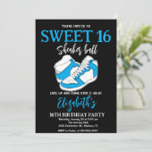 Blauw Sneaker Bash Verjaardagsfeestje Kaart (Staand voorkant)