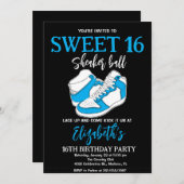 Blauw Sneaker Bash Verjaardagsfeestje Kaart (Voorkant / Achterkant)