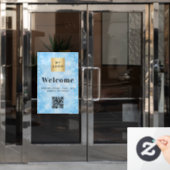 Blauw sneeuw bedrijf logo welkomst opening QR-code Raamsticker (Kantoordeur)