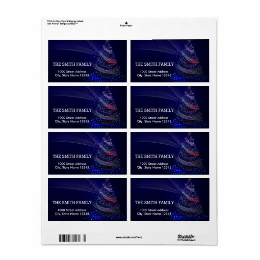  Blauw Sneeuw Glitter Kerstvakantie Etiket (Full Sheet)