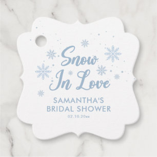 Blauw Sneeuw in Love Winter Bruiloftsborrel Bedankjes Labels