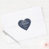 Blauw Sneeuwig Geruit Kalligrafie Prettig Kerstfee Hart Sticker (Envelop)