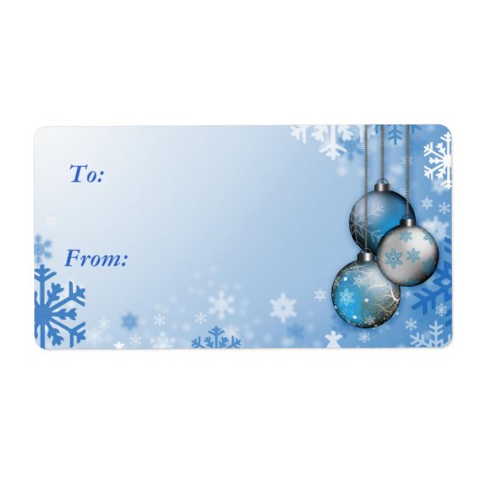 Blauw Sneeuwvlok Ornamenten Gift Label Label (Voorkant)