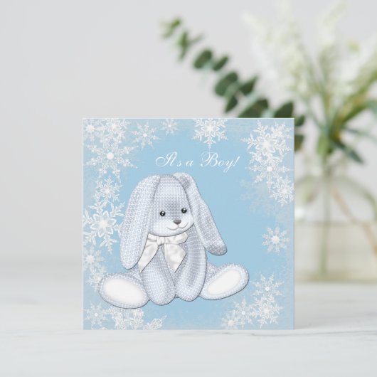 Blauw Sneeuwvlok Winter Wonderland Baby Shower Kaart (Staand voorkant)