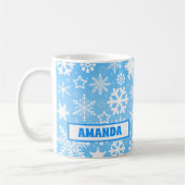 Blauw Sneeuwvlokken Kerst Kinder Hot Chocolate Mok (Links)