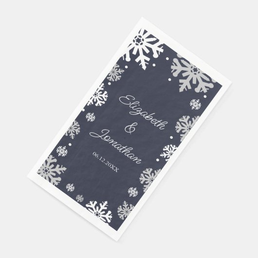 Blauw Sneeuwvlokken Winterhuwelijk Servet (Hoek)
