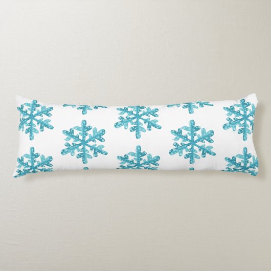Blauw sneeuwvlokpatroon Winter Kerst Modern Lichaamskussen (Voorkant)