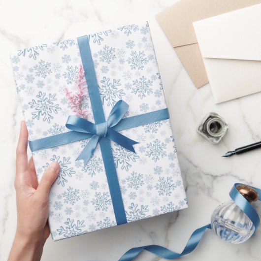 Blauw snowflake papier (Geschenken)