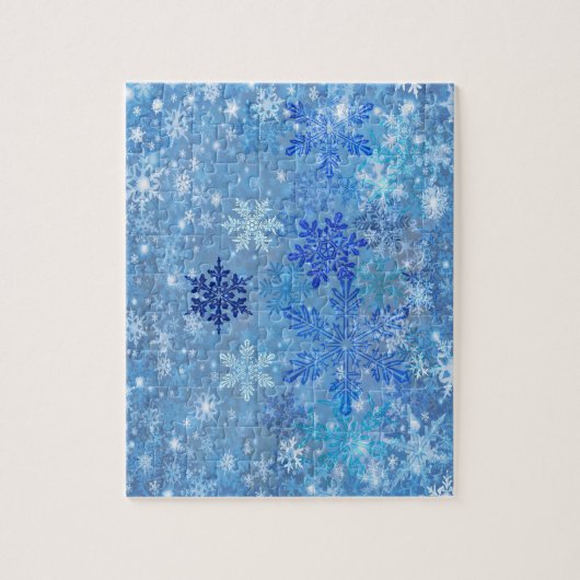Blauw Snowflakes Design Jigzaag Puzzle Legpuzzel (Verticaal)