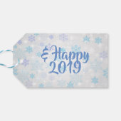blauw Snowflakes Holiday Kerstmis Cadeaulabel (Achterkant Horizontaal)