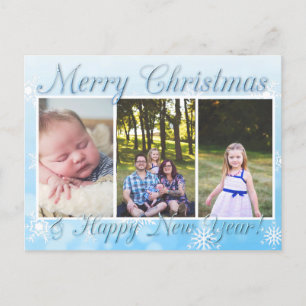 blauw Snowflakes Merry kerst nieuwjaar Briefkaart