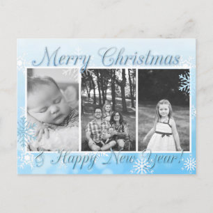 blauw Snowflakes Merry kerst nieuwjaar Briefkaart